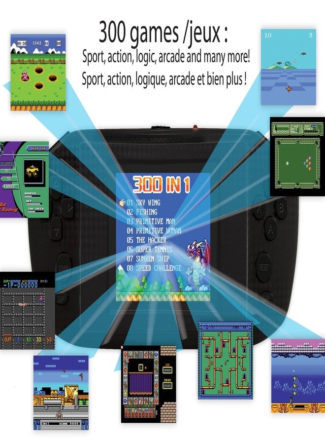 ليكسيبوك جهاز ألعاب محمول LEXiBOOK JL3000 Power Cyber Arcade، يحتوي على 300 لعبة، وشاشة LCD ملونة 2.8 بوصة، لون أسود - Image 3